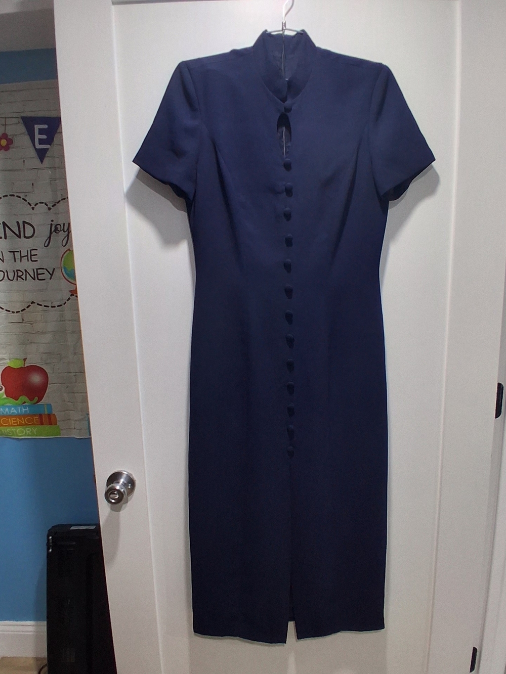 DW3 By David Warren Classic Navy Faux Button-Front Women's Dress 6